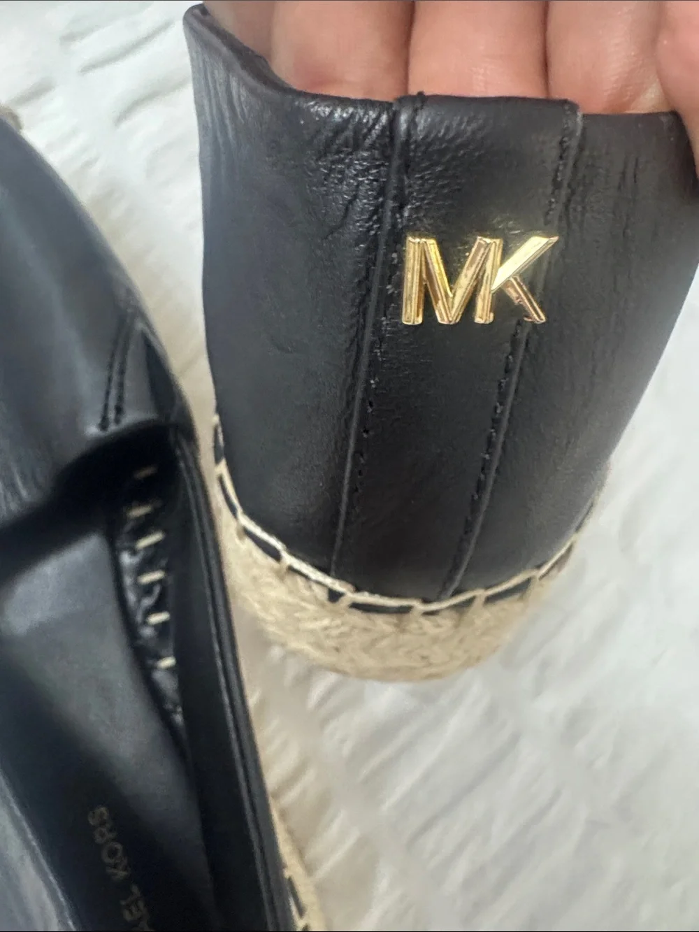 Michael Kors Black Leather Espadrille Slip-Ons